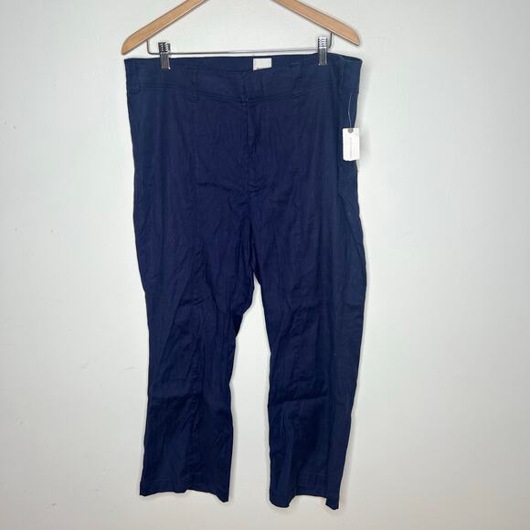 NWT Maeve Linen 70s Slim Crop Pants Navy - Picture 2 of 6